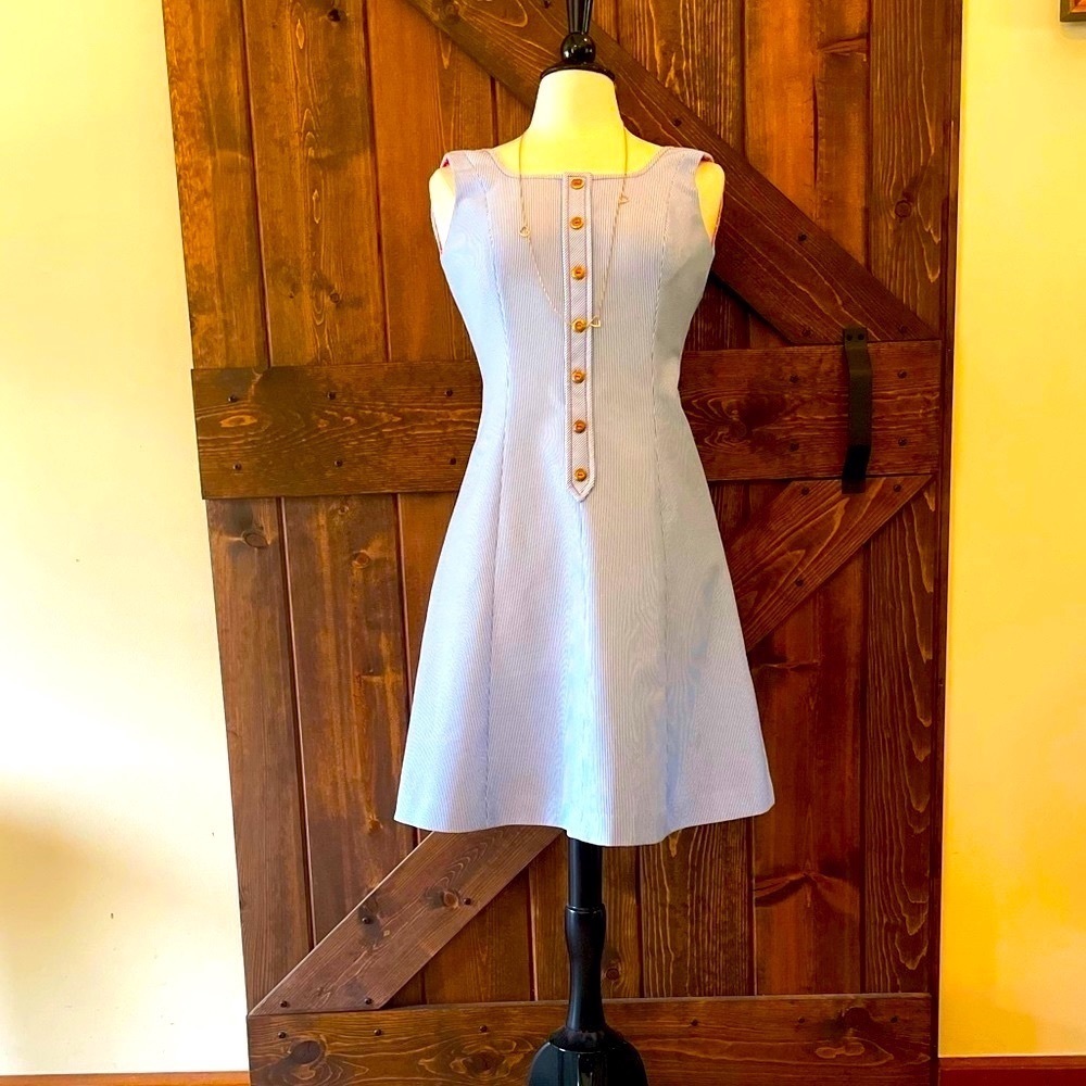 ⚓️Adorable blue striped vintage dress w/brass button front⚓️ - Picture 11 of 11